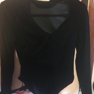 Black velvet bodysuit